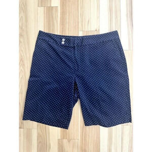 Chaps Navy Blue White Polka Dot Bermuda Shorts 16